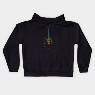 Auditorium Style Acoustic Guitar Colorful Outline Kids Hoodie